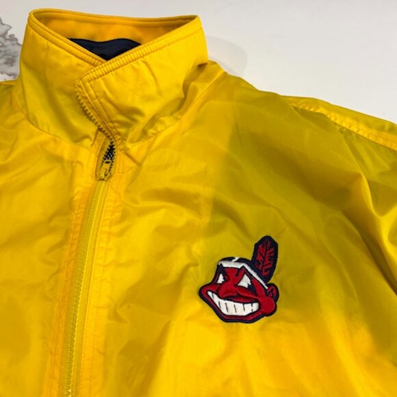 VTG 90s Cleveland Indians Chief Wahoo Pro Player Windbreaker Jacket XL MLB Rare - Picture 2 of 13